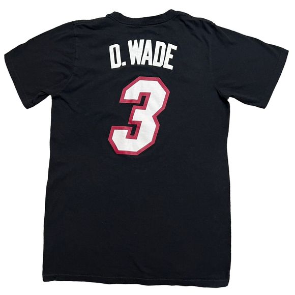 Adidas The Go-To Tee Mens Small Black Miami Heat Dwyane Wade #3 NBA Basketball - Picture 1 of 9